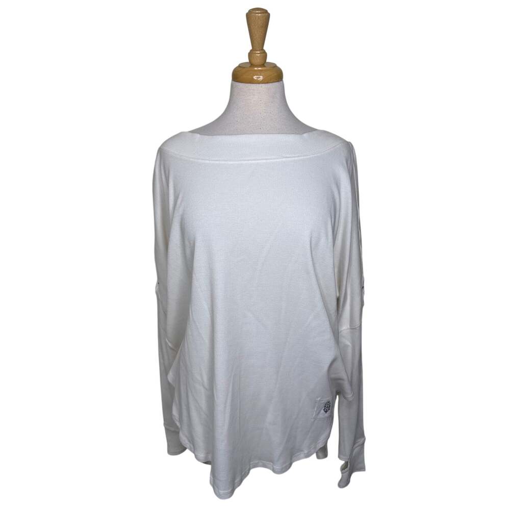 FREE PEOPLE Movement Open Back Scoop Neck Top OB16044700 White Size Medium NWT